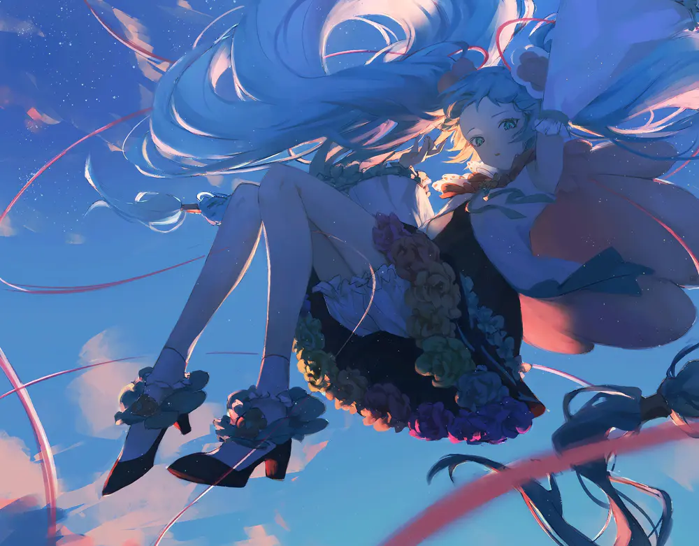 唯美少女蓝色长发飘逸梦幻壁纸