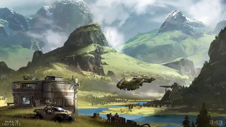 光环无限 未来主义科幻风景，4K壁纸 – 探索游戏CG艺术与工业设计