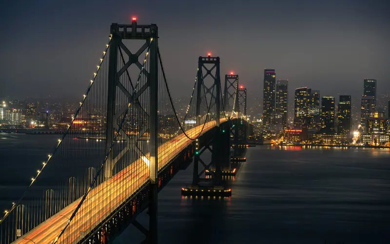 旧金山 光迹 海桥 城市 夜景 5K桌面壁纸5120×3200