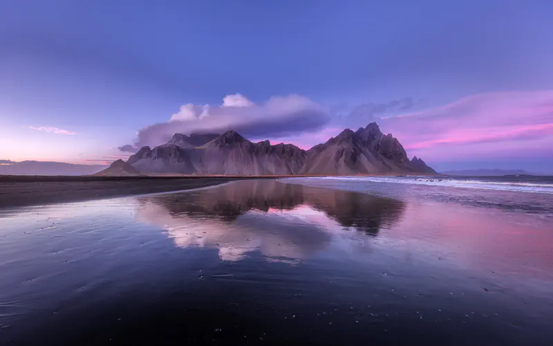 Vestrahorn山 海岸 海滩 日落 冰岛 5K桌面壁纸5120×3200