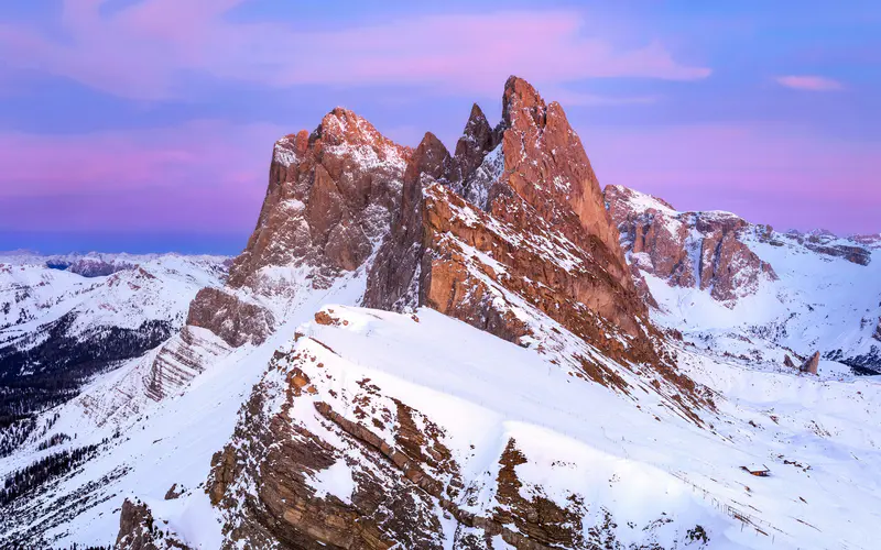 山峰 雪 日落 波尔扎诺 南蒂罗尔 意大利 5K桌面壁纸5120×3200