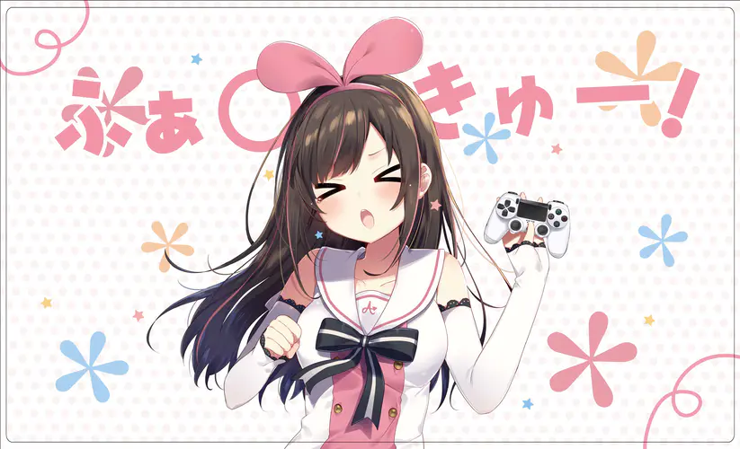 动漫女孩的浅色深色头发 白色背景上的粉色丝带4K壁纸