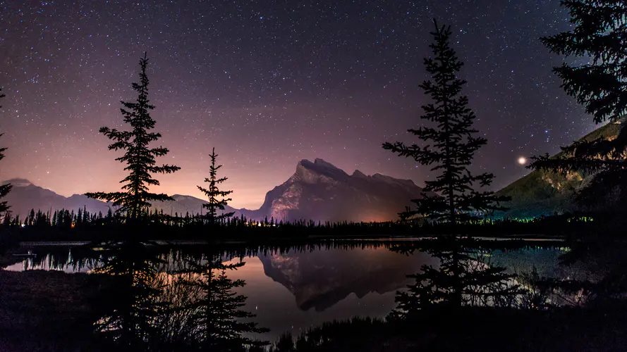 风景 星夜 湖 暮色 夜 4K壁纸