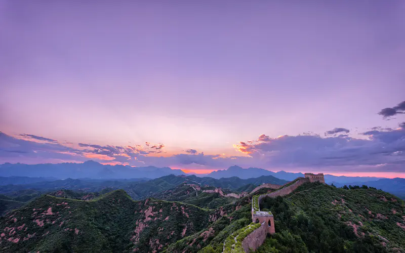 日出 夏季 长城 无人机 全景 中国 5K桌面壁纸5120×3200