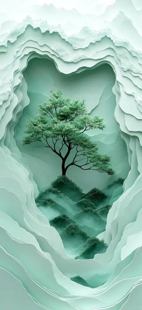 山间青树意境壁纸