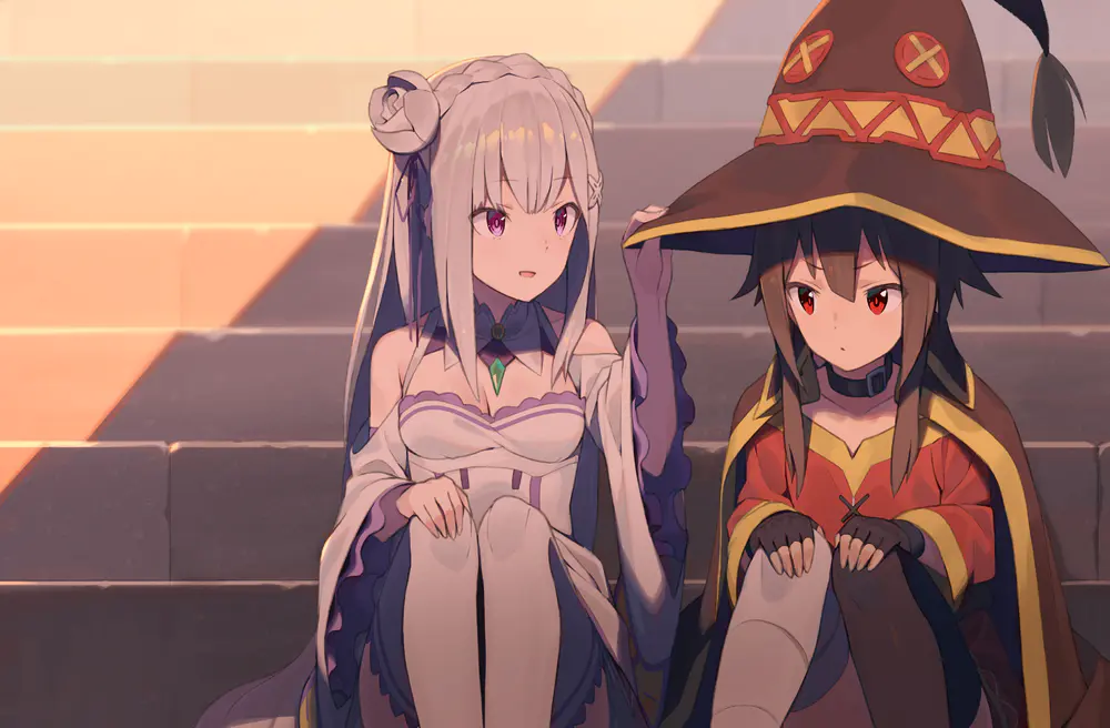 4K高清壁纸 从零开始的异世界生活中的长发女巫、艾米莉亚与小敏四重奏