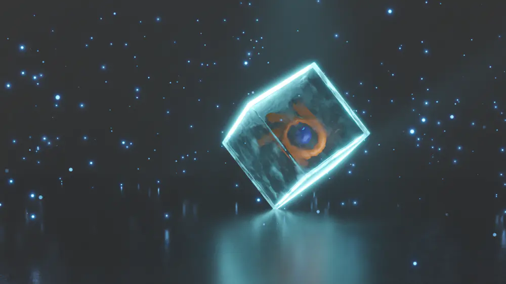 4K高清立方体星形青色壁纸 梦幻星空中的神秘符号