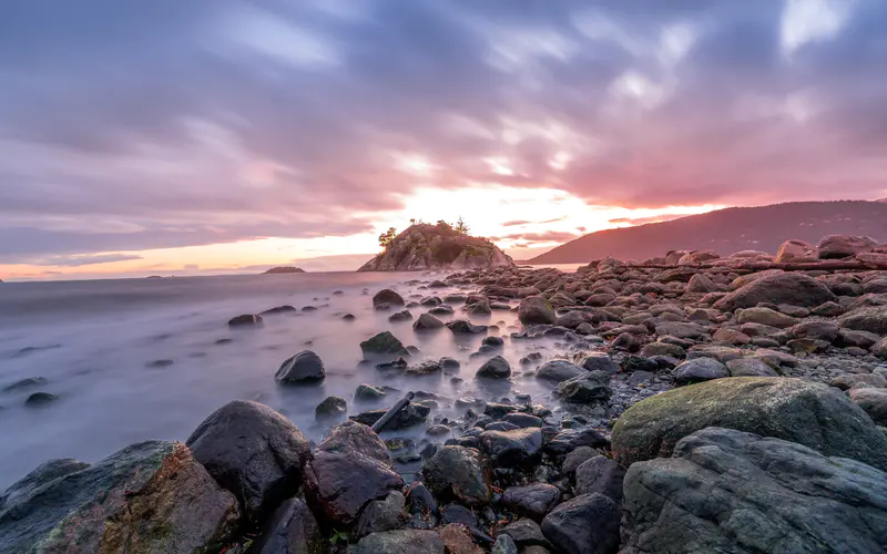 夏季 海岸 礁 日落 岩石 风景 5K桌面壁纸5120×3200