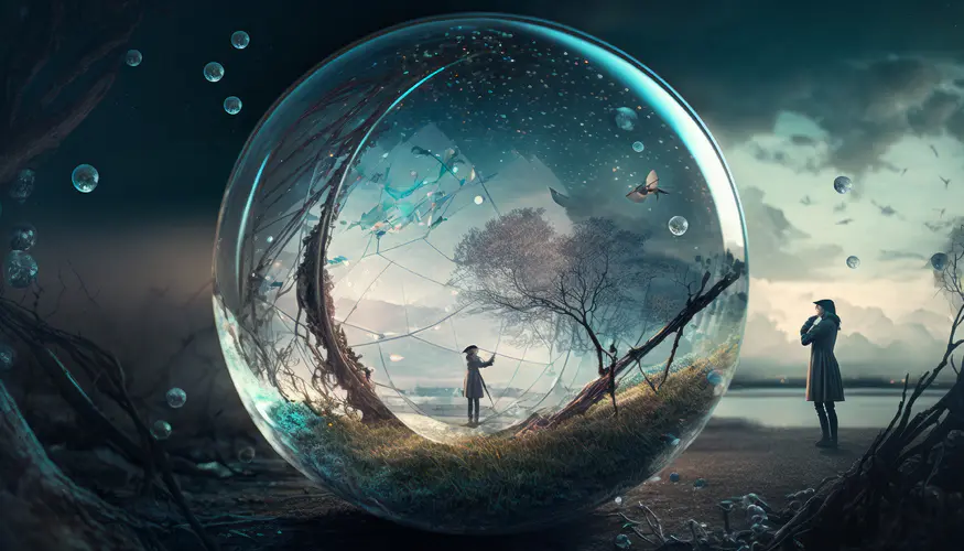 超现实艺术插图 梦幻泡沫世界中的4K壁纸