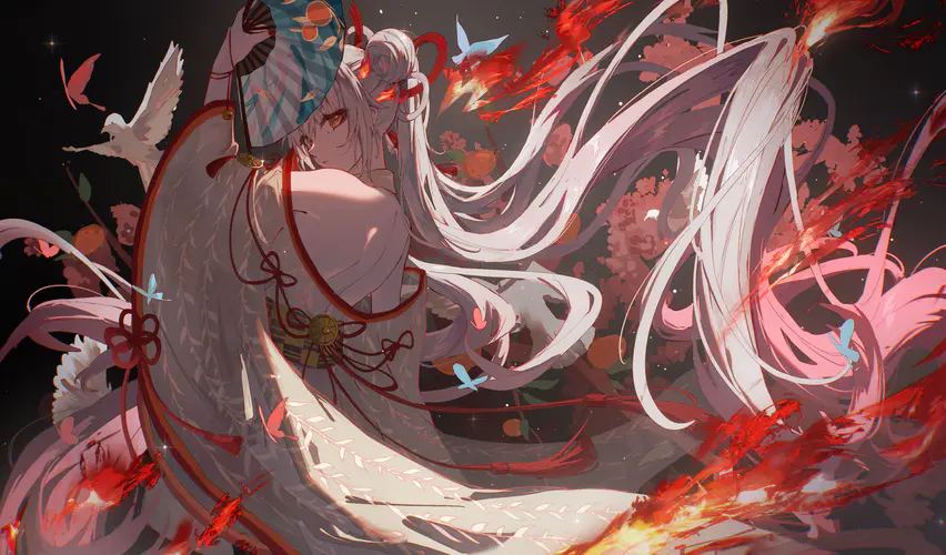 灵羽绯焰绘梦姬 阴阳师电脑桌面壁纸