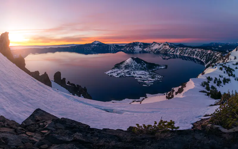 冬天 日落 火山口湖 2022 冰岛 5K桌面壁纸5120×3200 照片