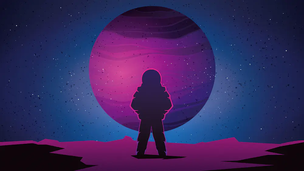 宇航员 星球 星空 科幻 剪影