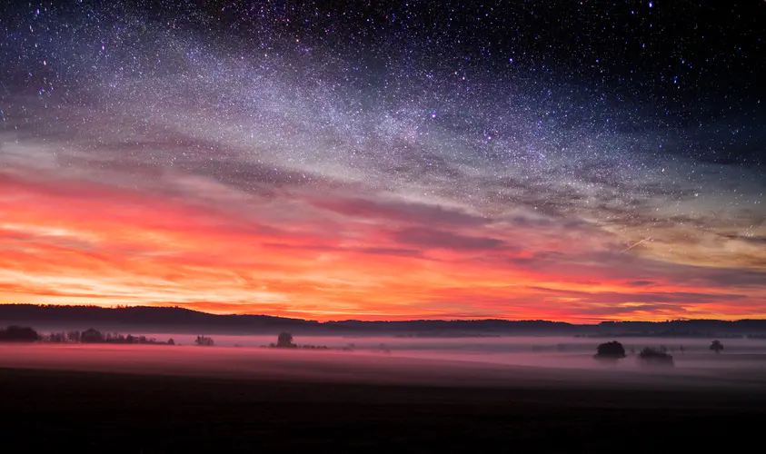 自然 日落 星夜 天空 星星 4k风景壁纸