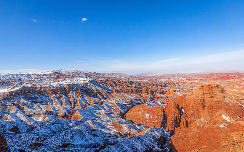 冬天 坪山湖 大峡谷 黄土高原 中国 5K桌面壁纸5120×3200