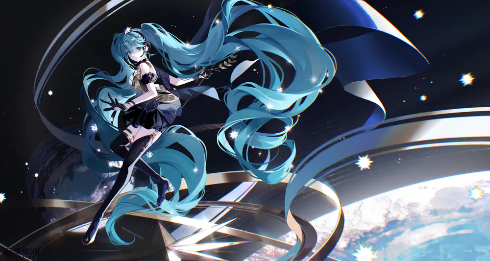 动漫少女星空飘带壁纸