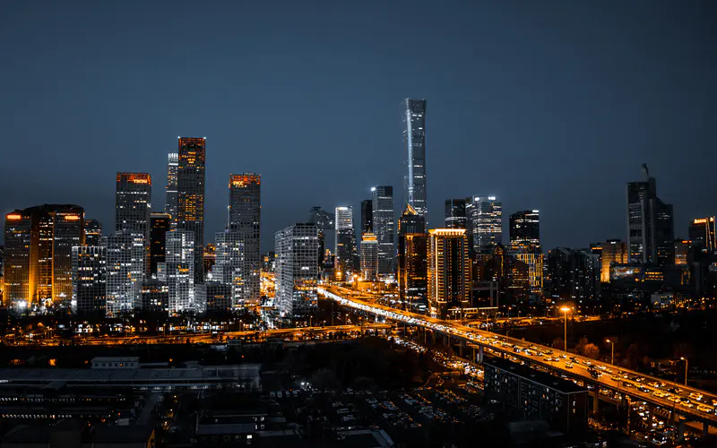 城市中央商务区 摩天大楼 夜景 北京 中国 5K桌面壁纸5120×3200