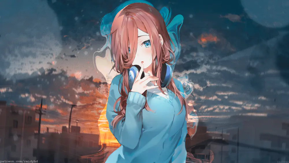 动漫女孩画中画4K壁纸 梦幻天空下的绝美时刻