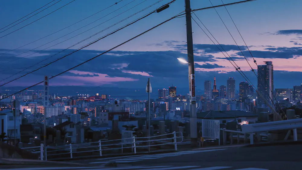 城市 黄昏 电线 夜景 建筑 电脑壁纸