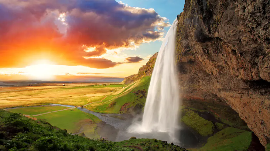 seljalandsfoss 冰岛 位于塞里雅兰瀑布 Skgafoss Thrsmrk 自然景观 4K桌面壁纸 3840×2160