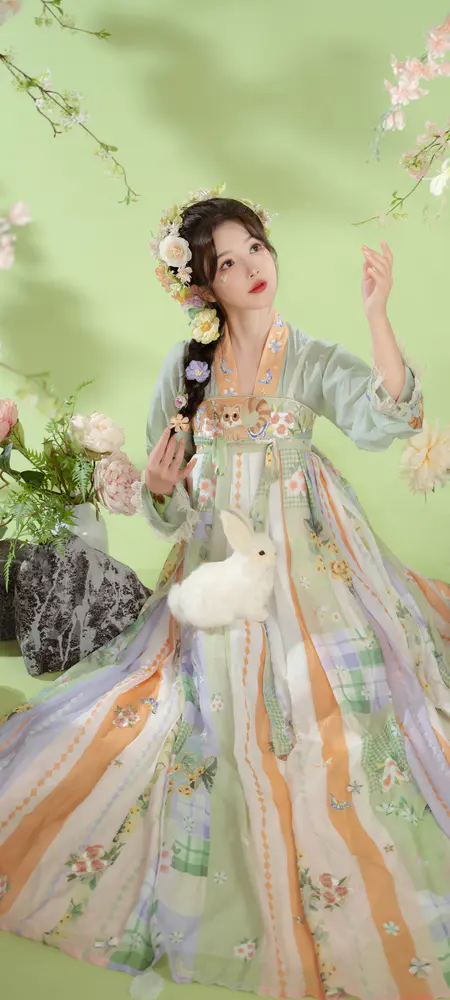 汉服少女与兔春日壁纸
