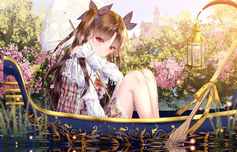 黑发红眼少女动漫命运蝴蝶船4K壁纸