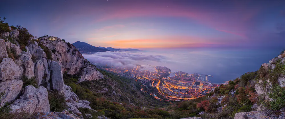 摩纳哥日落全景_3840x1600带鱼屏_高清电脑桌面壁纸