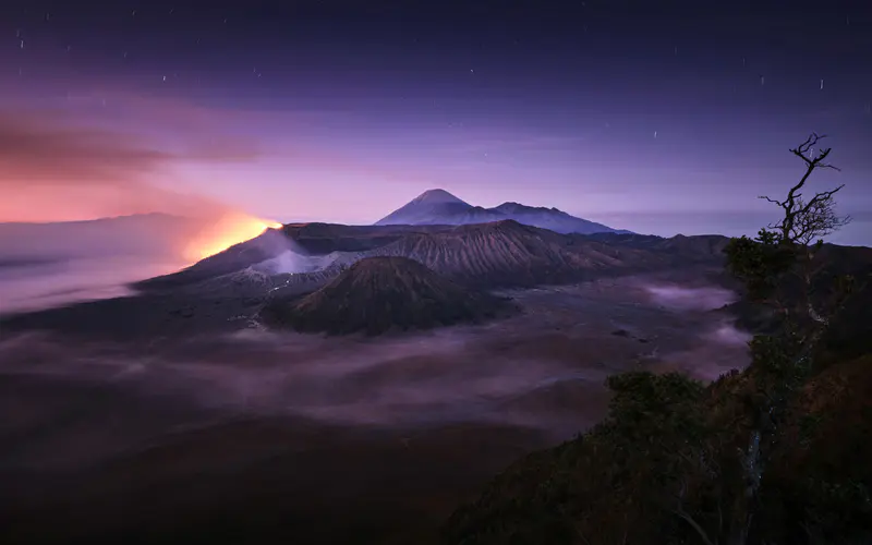 火山 黄昏 布罗莫 波多科约 东爪哇 印度尼西亚 5K