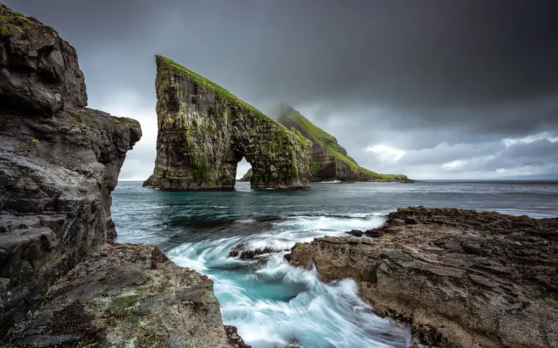 Vagar,法罗群岛,海岸,岩石,风景,5K桌面壁纸5120×3200