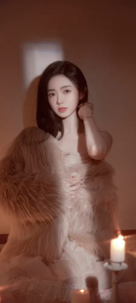 温柔烛光美人图