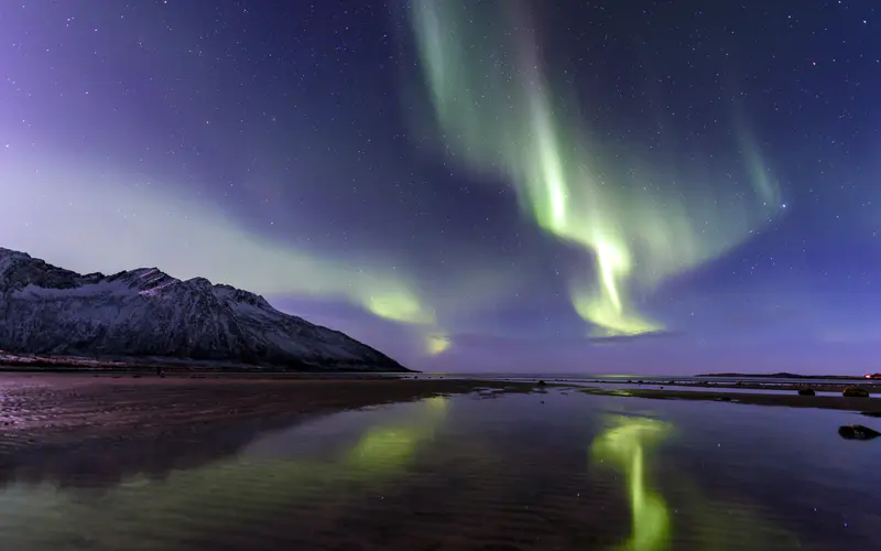 美丽 北极圈 湖 北极光 夜景 5K桌面壁纸5120×3200