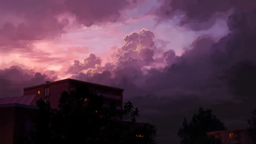 傍晚的天空与暴风雨后的云朵 AI艺术插图4K壁纸