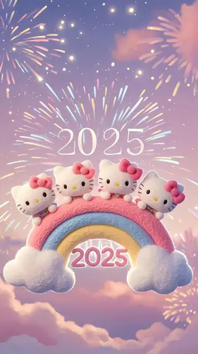 Hello Kitty 2025新春拜年 可爱风格 手机壁纸