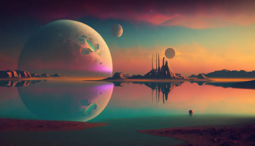 4K艺术插图 科幻行星与水之美景——高清晰度壁纸