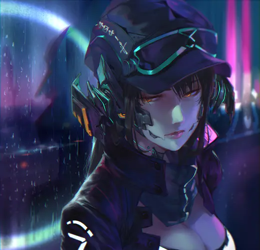 梦幻女孩帽子4K壁纸 都市霓虹与梦幻的完美结合