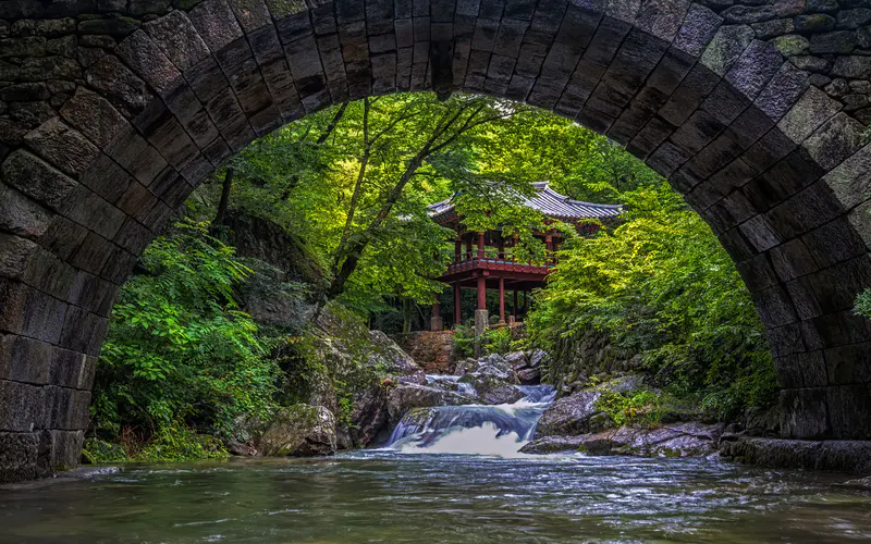 仙岩寺,曹溪山道立公园,河,韩国,Bing,5K桌面壁纸5120×3200