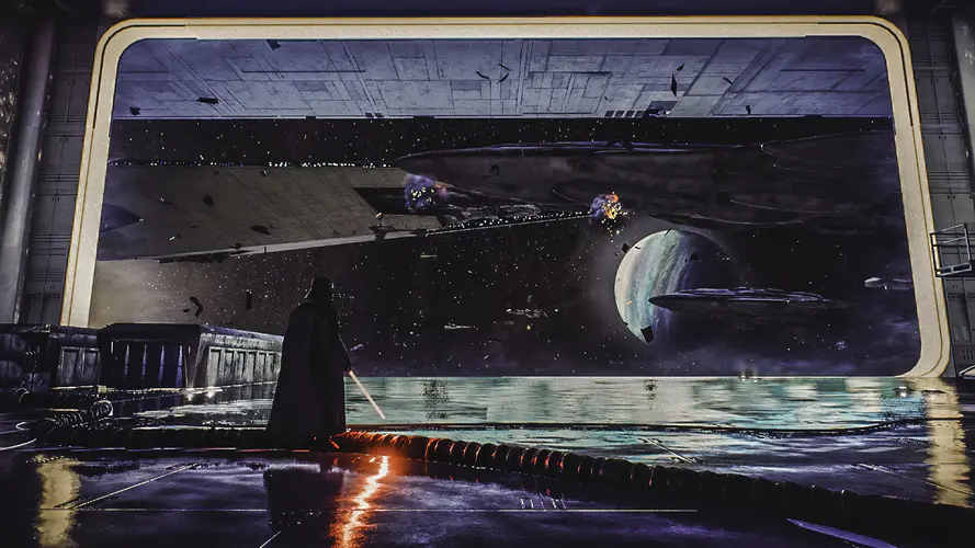 星球大战 维达的宇宙飞船与光剑——4K科幻壁纸