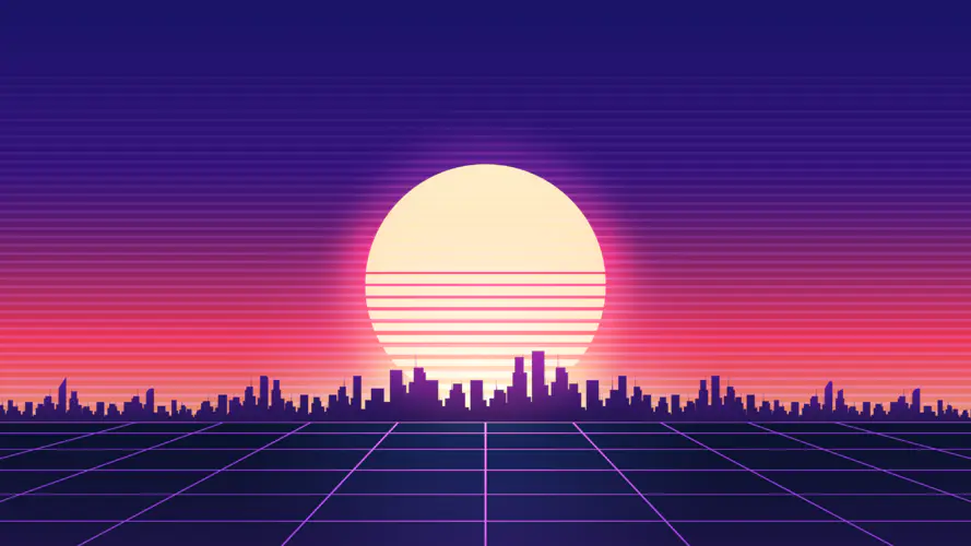 Synthwave 艺术 气氛 橙色 建筑 4K桌面壁纸 3840×2160