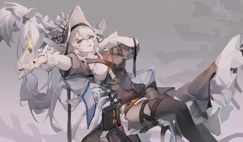 白发动漫女孩绘画插画 二次元电脑壁纸4K高清壁纸