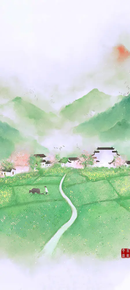 水墨江南田园风光壁纸