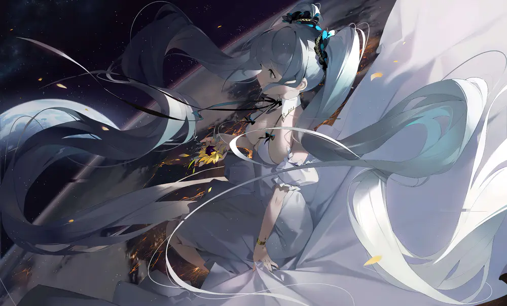二次元少女星空长发壁纸