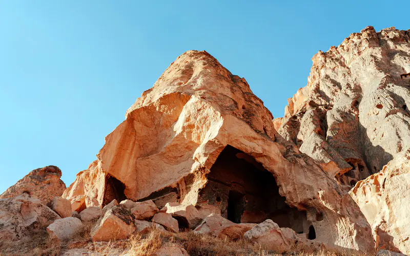 石窟 岩石 山脉 阿克萨赖 土耳其 5K桌面壁纸5120×3200