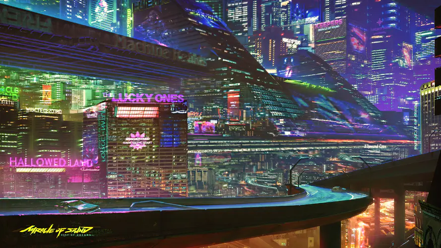 未来主义赛博朋克城市景观 4K壁纸，AI艺术与概念设计