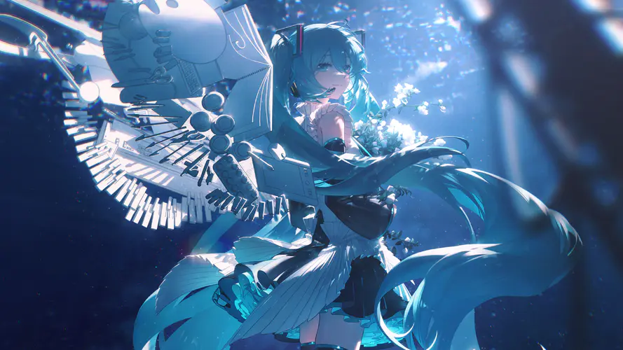4K高清初音未来电脑桌面壁纸：梦幻海洋主题