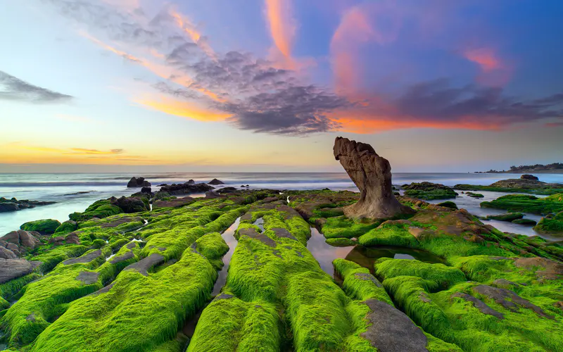 海滩 潮汐 岩石 2022 海岸 地平线 5K桌面壁纸5120×3200 照片