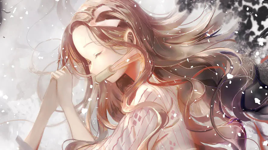 唯美炭治郎妹妹祢豆子动漫壁纸高清图 鬼灭之刃高质量女性角色插画风景