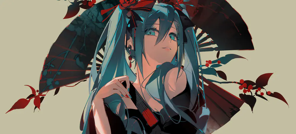 水墨风初音未来和风壁纸