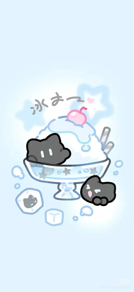 可爱冰沙猫咪甜品手机壁纸