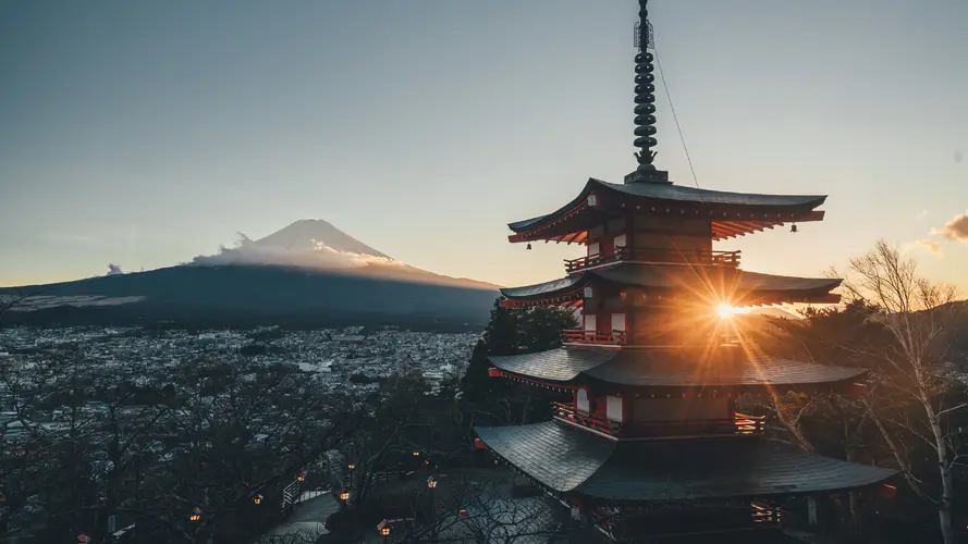 富士山 建筑 日本建筑 天空 中国建筑 4K桌面壁纸 3840×2160