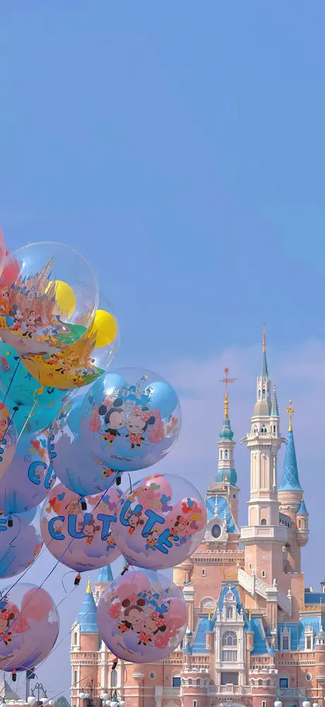 迪士尼城堡卡通气球梦幻壁纸