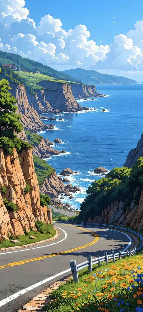 蜿蜒海岸公路风光壁纸